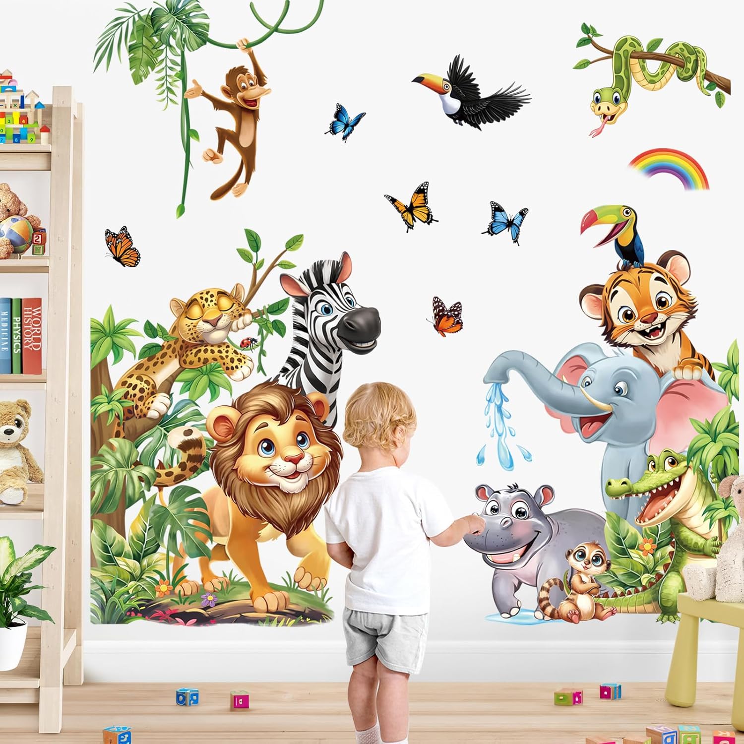 Jungle Animals Wall Stickers for Kids Room and Baby Nursery