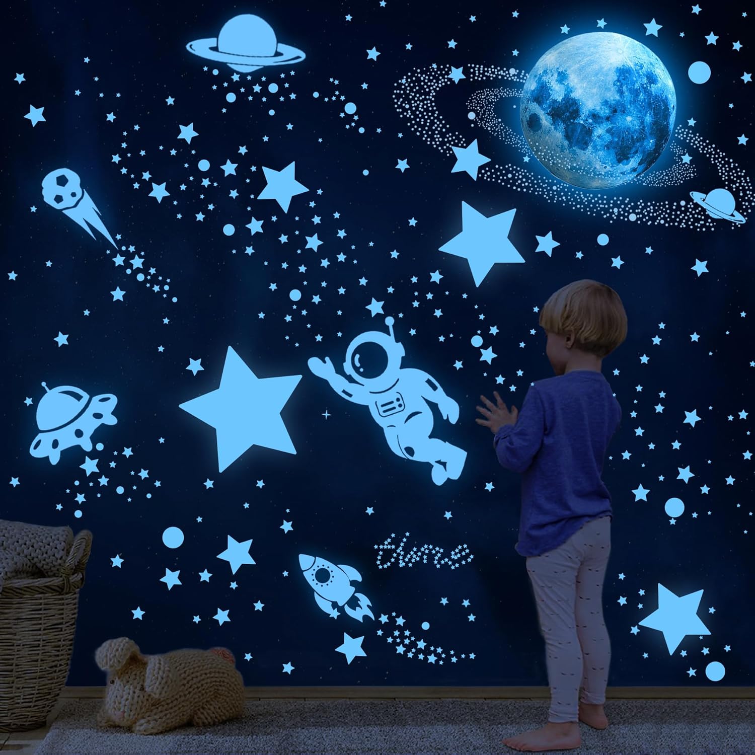 Glow in The Dark Stars Ceiling and Wall Decor for Kids Bedroom