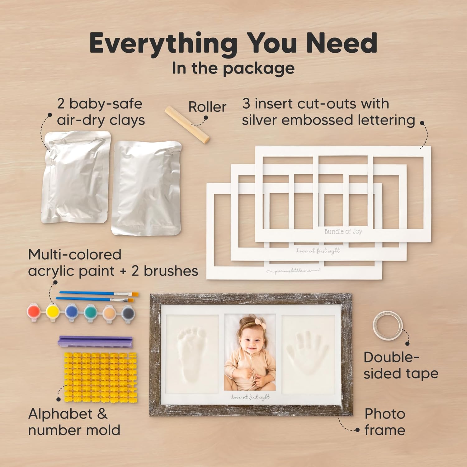 KeaBabies Baby Hand and Footprint Kit with Frame