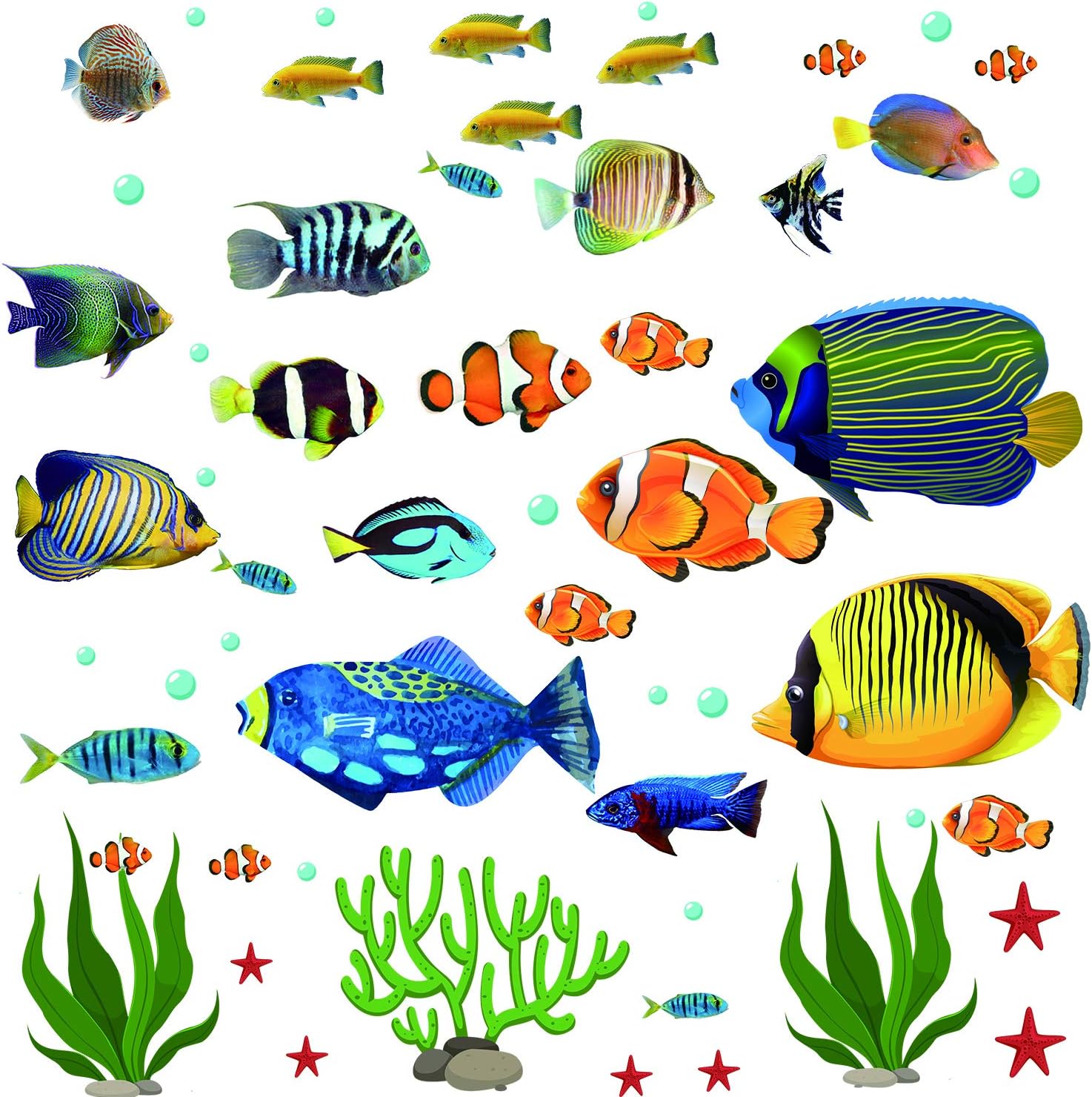 Under The Sea Fish Wall Stickers Decorative Decals for Kids Room