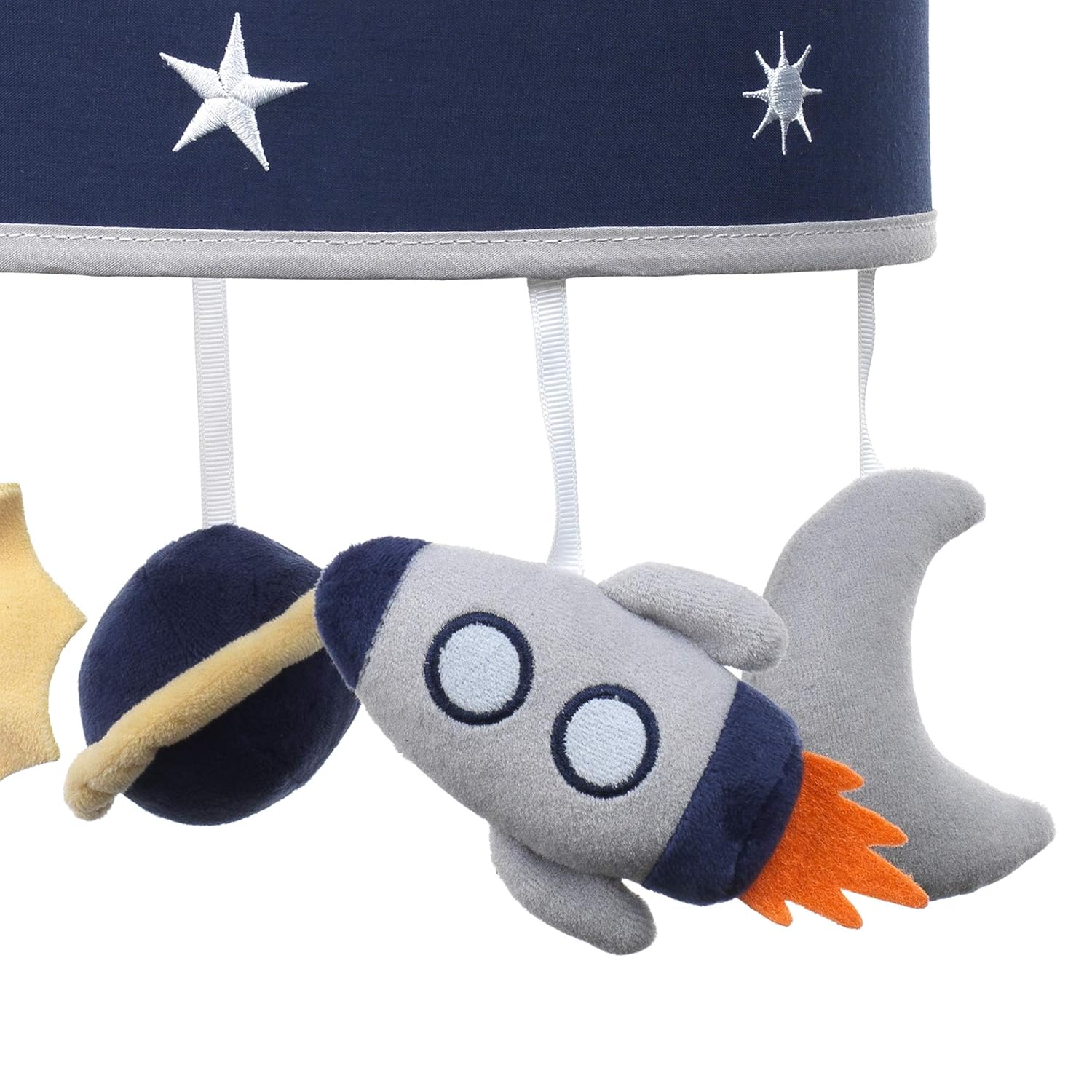 Lambs Ivy Milky Way Musical Crib Mobile - Blue Navy Gray Space Theme