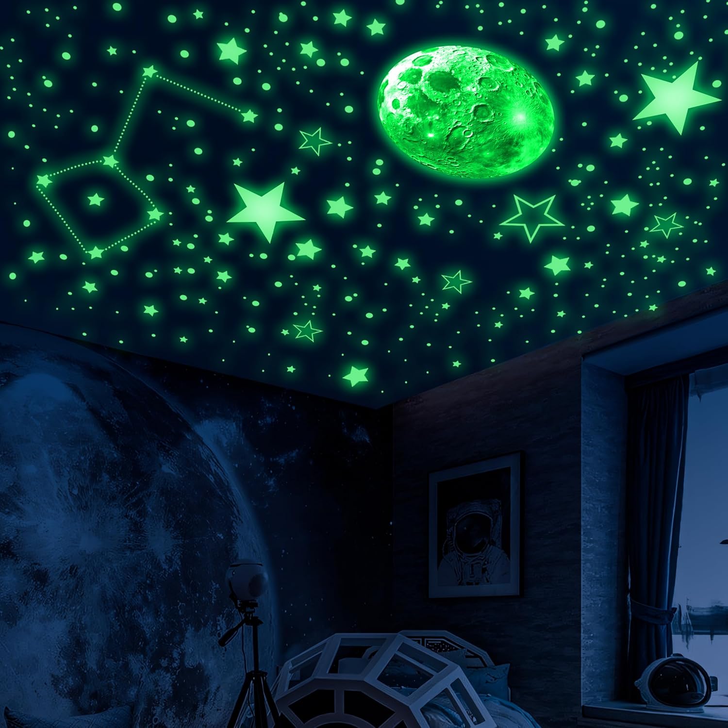 Glow in the Dark Stars and Moon Sticker for Wall and Ceiling Decor