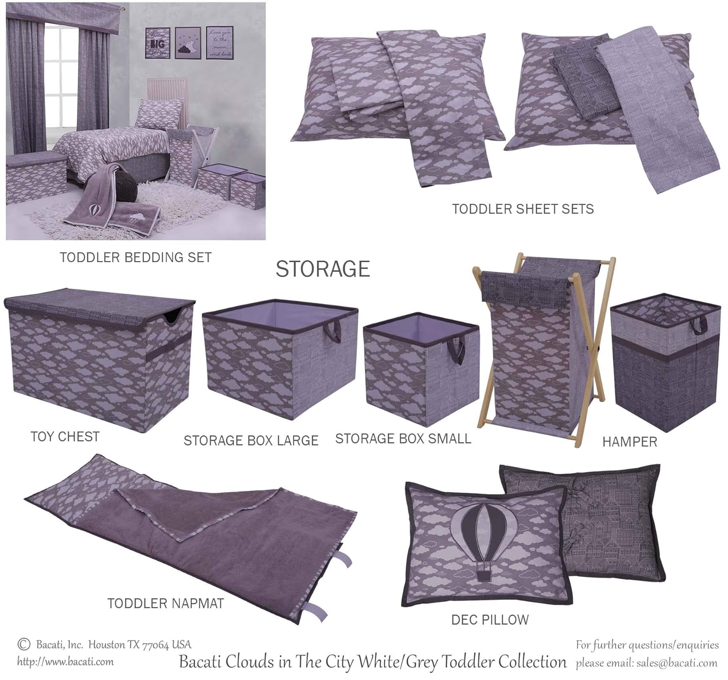 Bacati Clouds in The City Musical Mobile White Grey