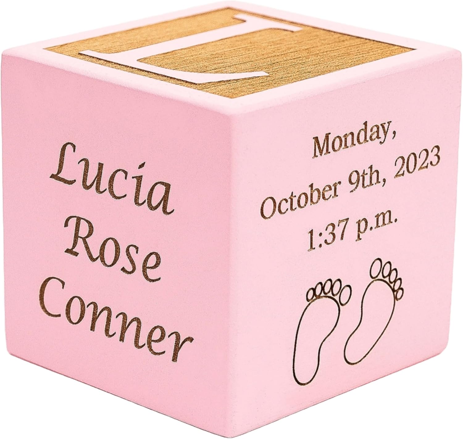 Palmetto Wood Shop Baby Birth Block - Personalized USA Made 3 Sizes Colors