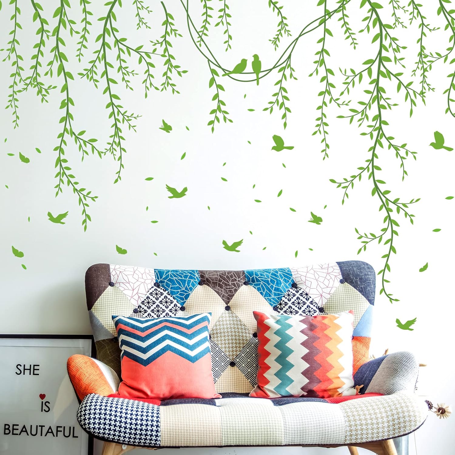 Amaonm Removable Green Vine Wall Stickers