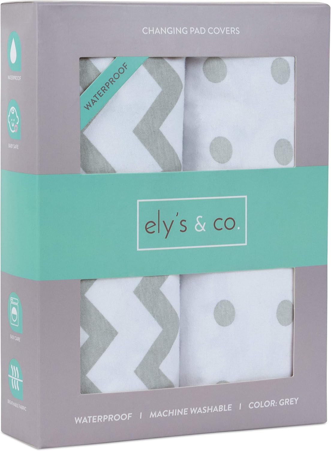 Waterproof Changing Pad Covers 2-Pack with Chevron and Polka Dots