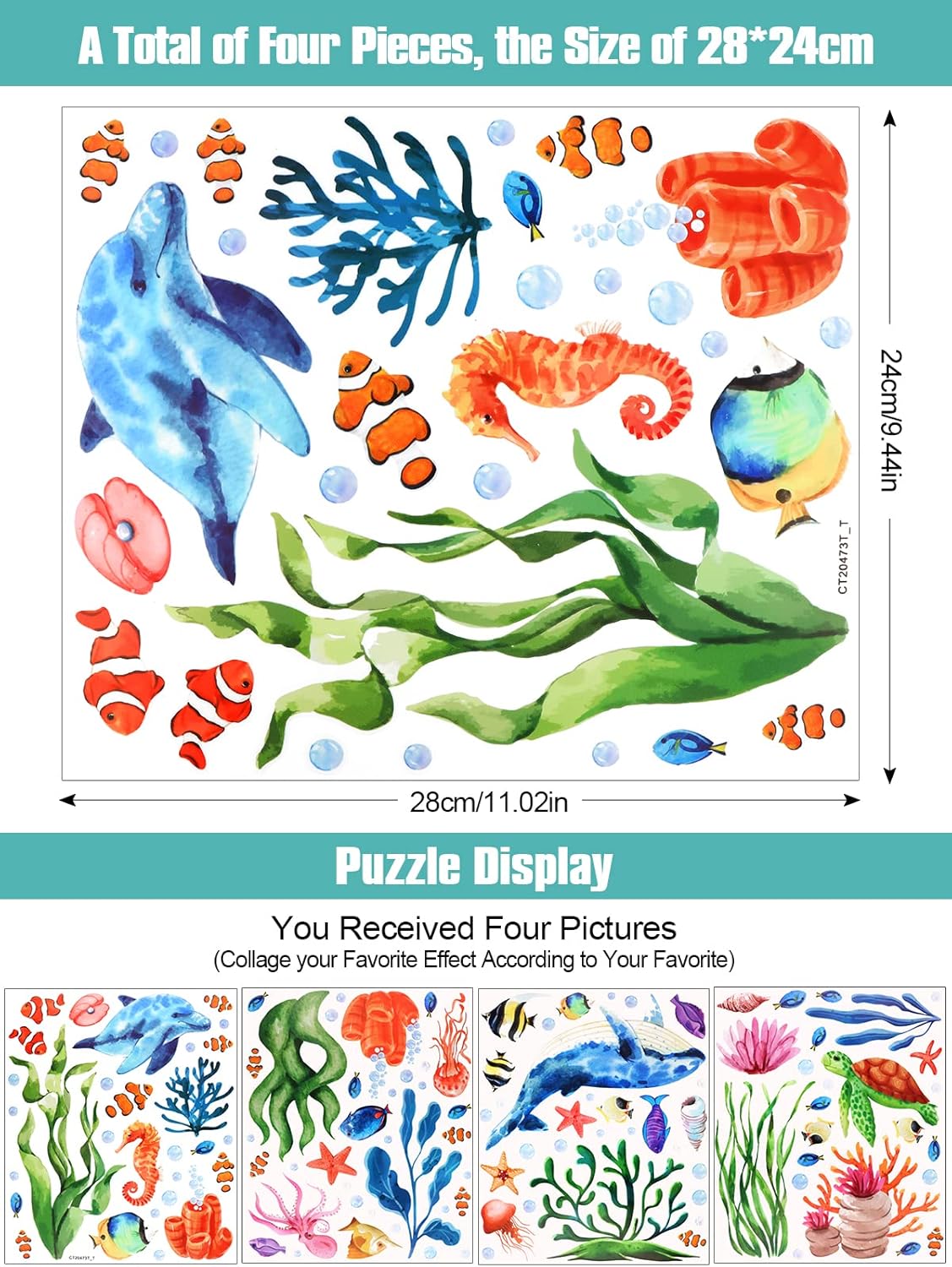 Kalolary Under The Sea Wall Decals Set - 3D Coral Reef Ocean Grass Bubbles More