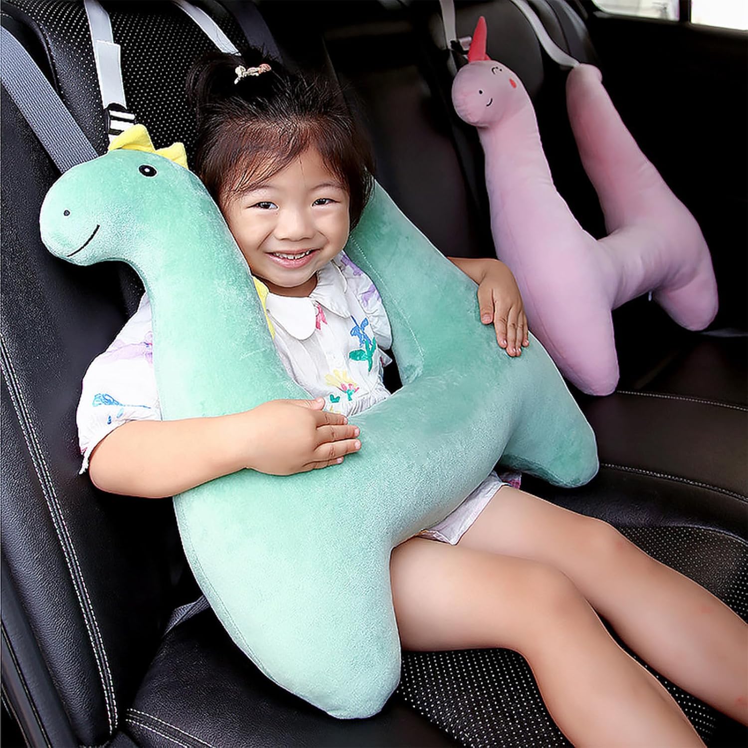 Dino Kids Car Sleeping Pillow H-Shape Head Support for Travel