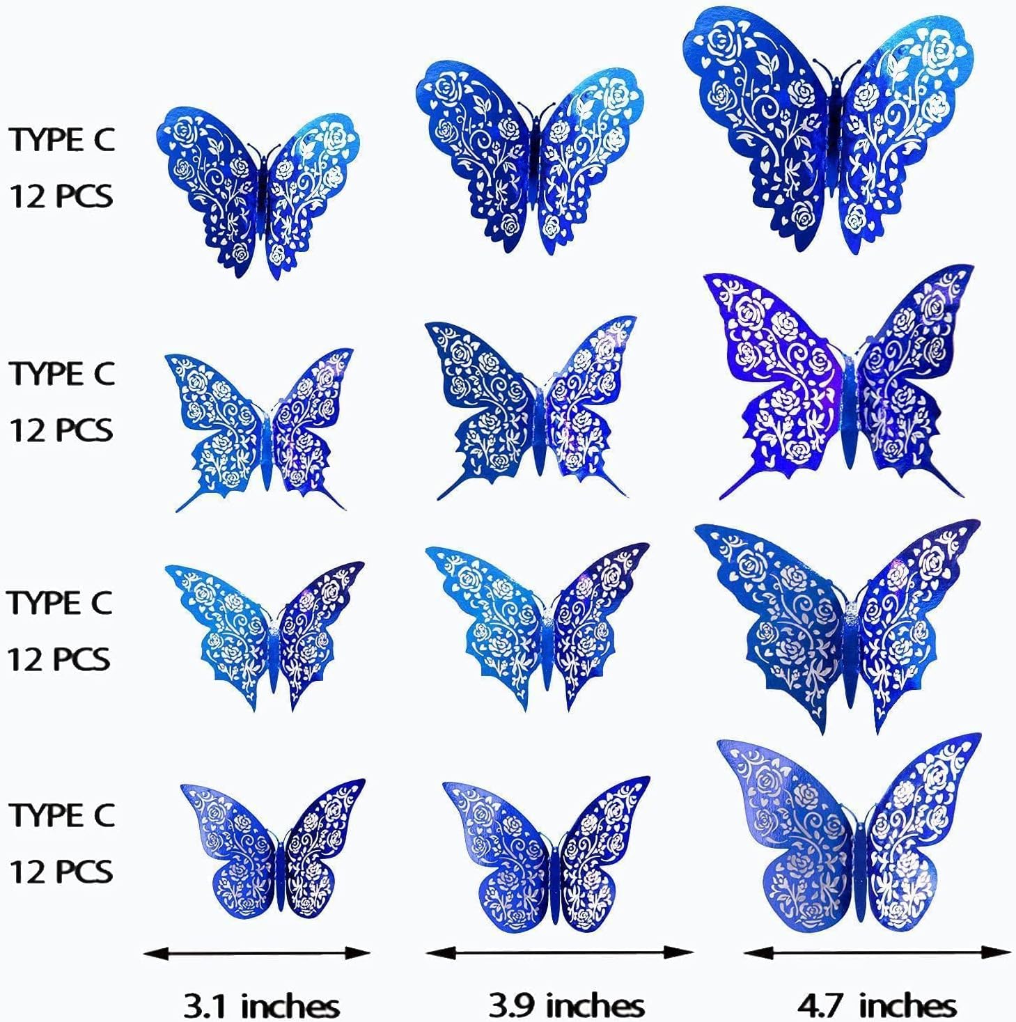 Cheerland 3D Royal Blue Butterfly Wall Stickers