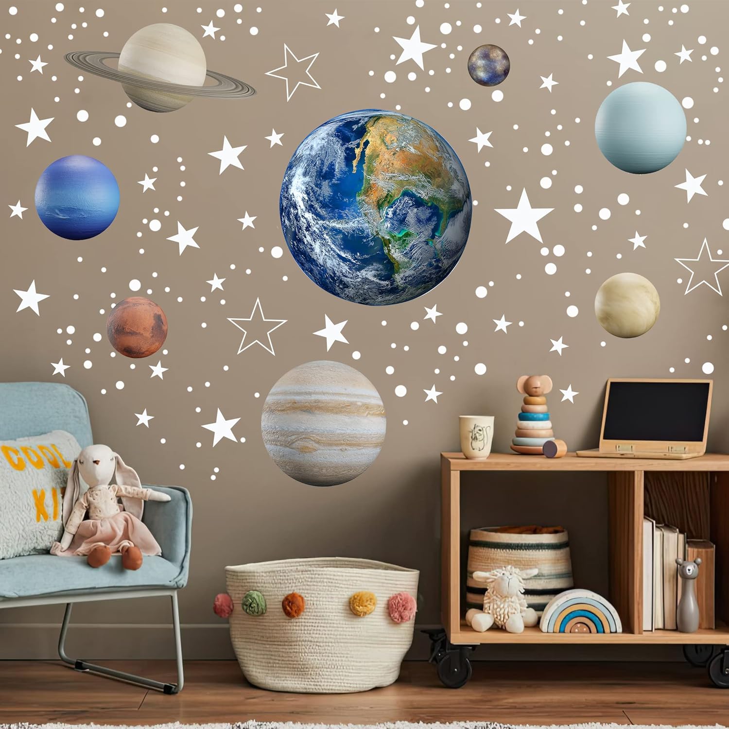 Glow in The Dark Stars Solar System Wall Decals for Kids Room