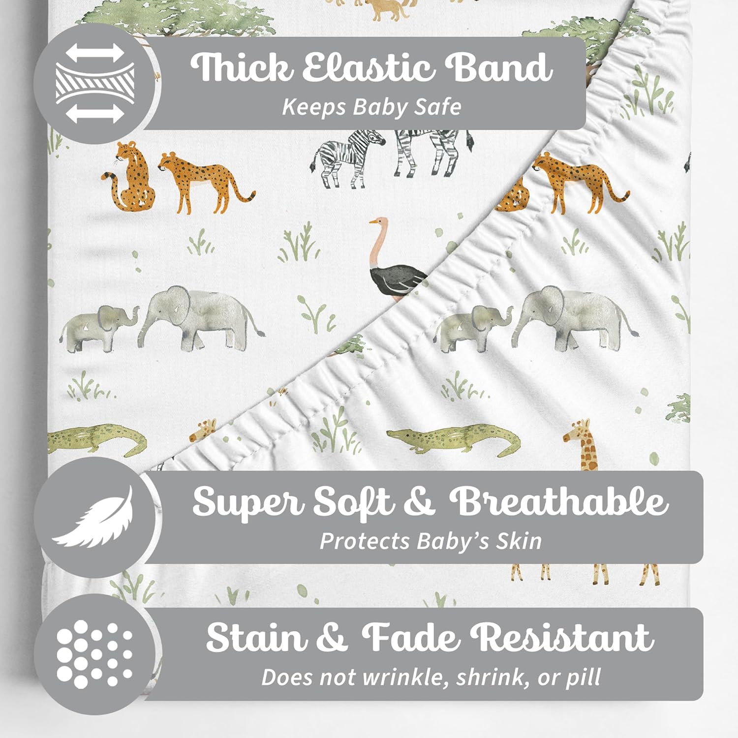 Sorrel Fern Baby Changing Pad Cover 2-Pack Safari Adventure