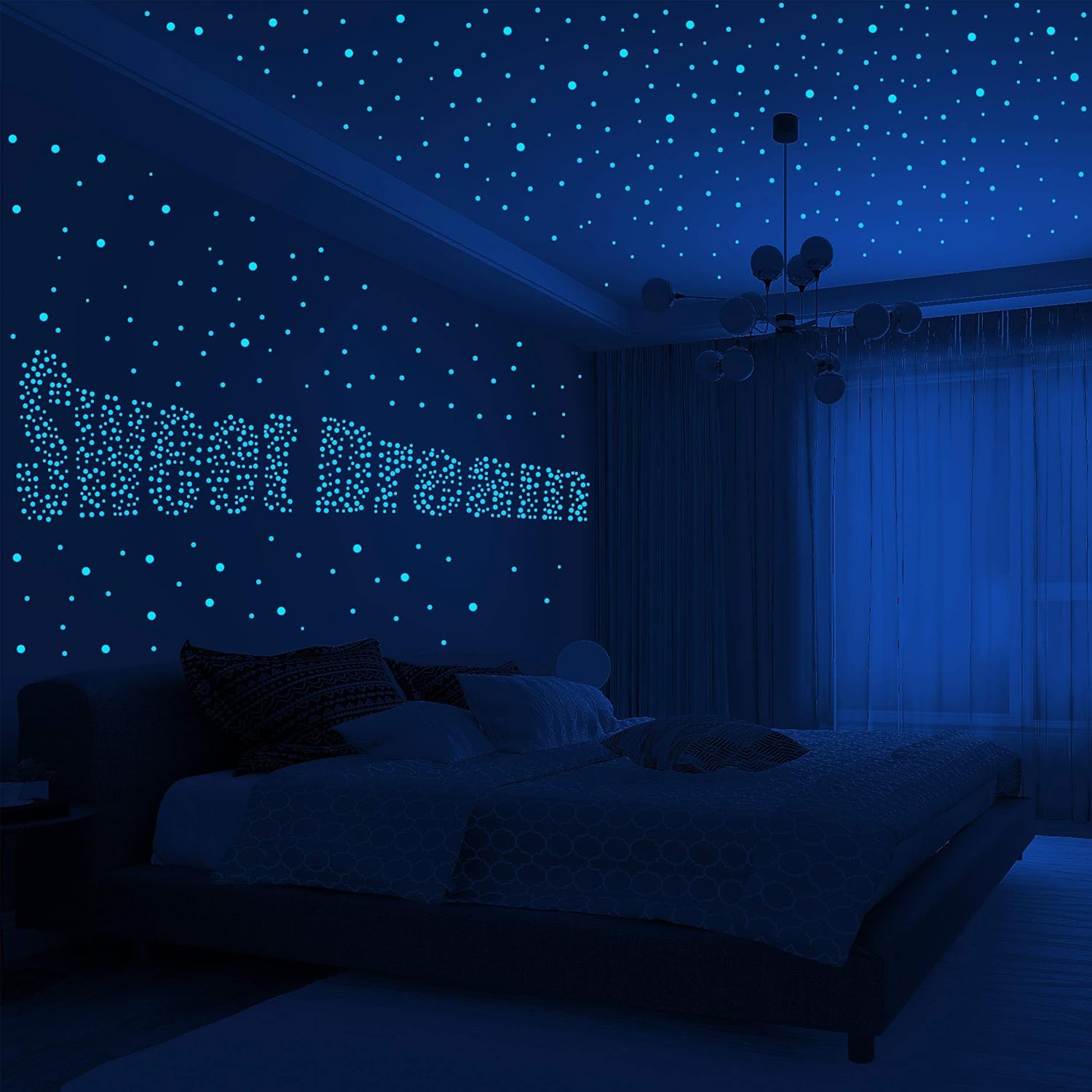 808 PCS Glow in The Dark Stars for Ceiling Wall Decor Stickers 3D Adhesive Dots Decor Starry Sky for Kids Bedroom
