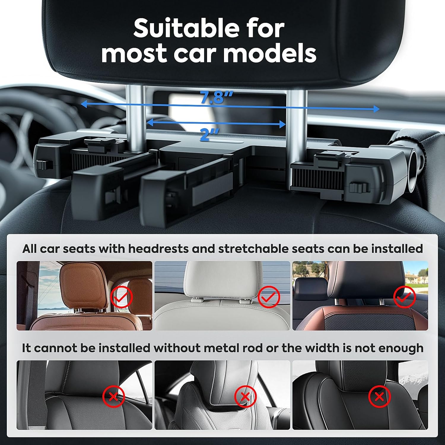 QRabbit Car Headrest Pillow with Phone Holder