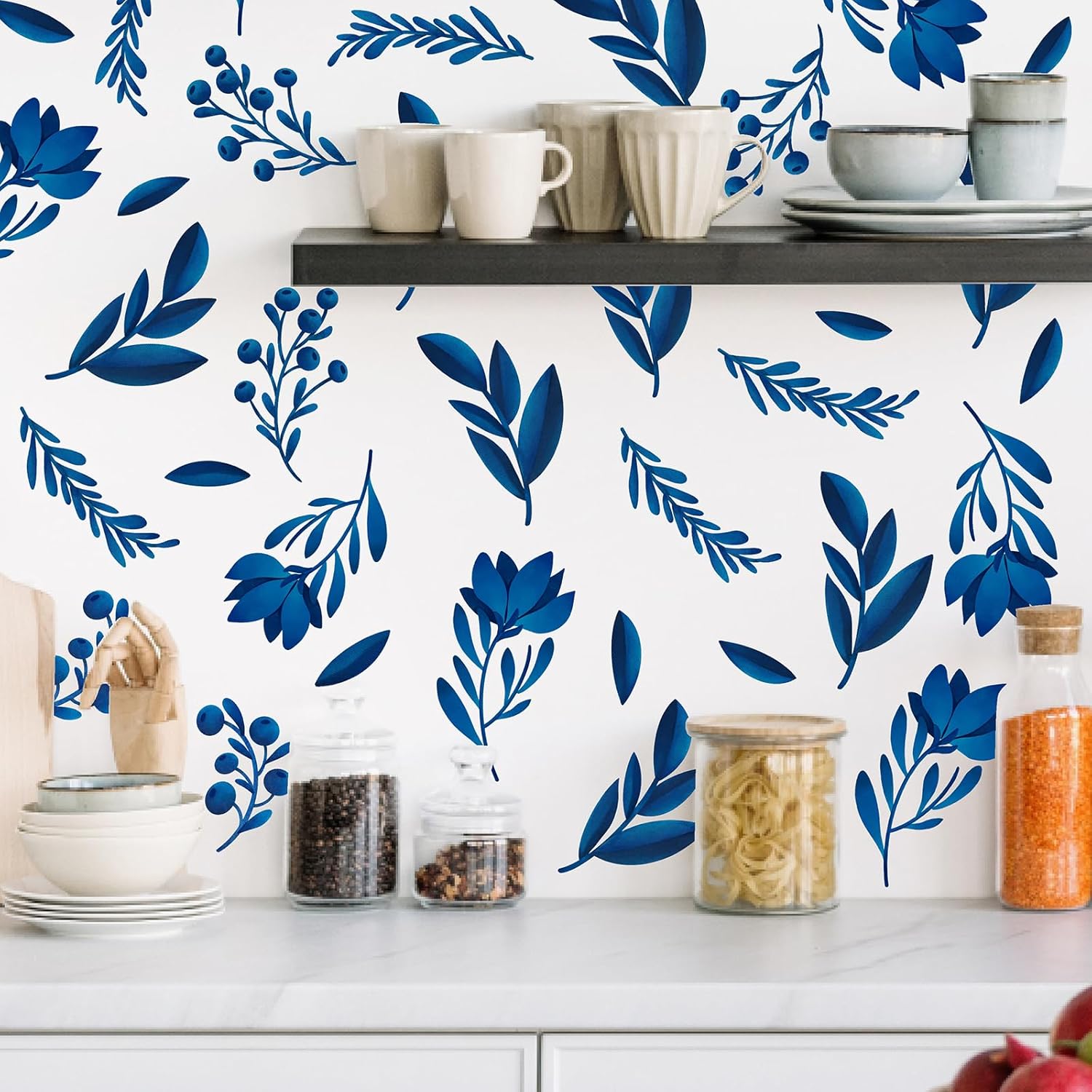 Blue Leaf Wall Stickers for Bedroom and Living Room Decor