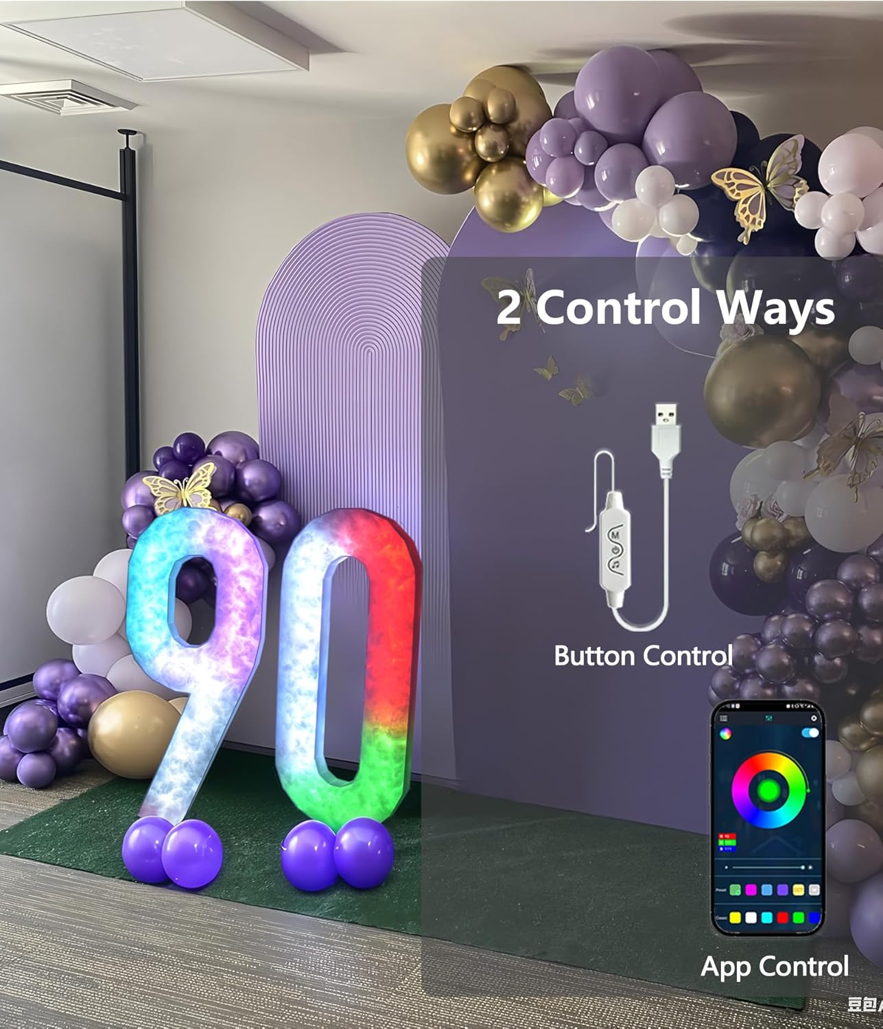 Glucrean Colorful Marquee Number 6 4FT Decor Set