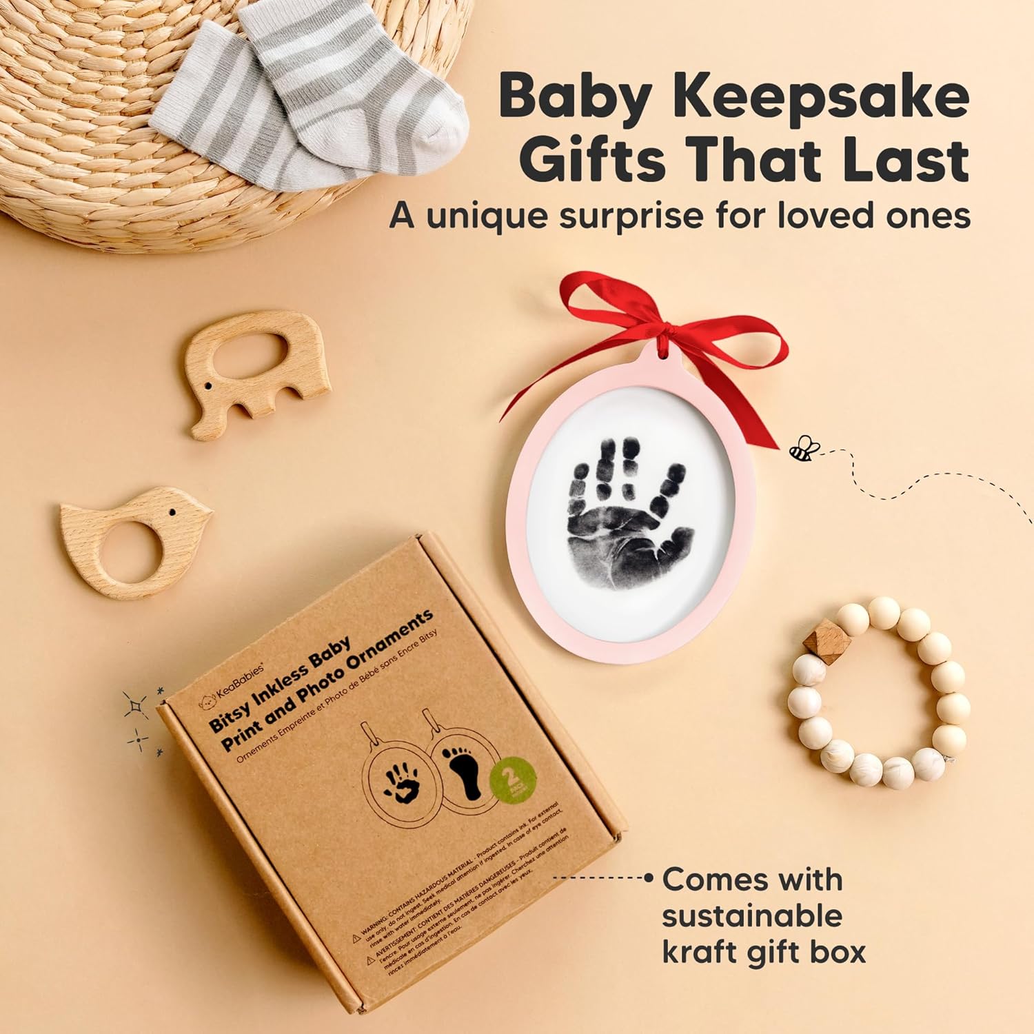Inkless Baby Hand and Footprint Ornament Kit - Personalized Keepsake for Newborn and Pet Lovers