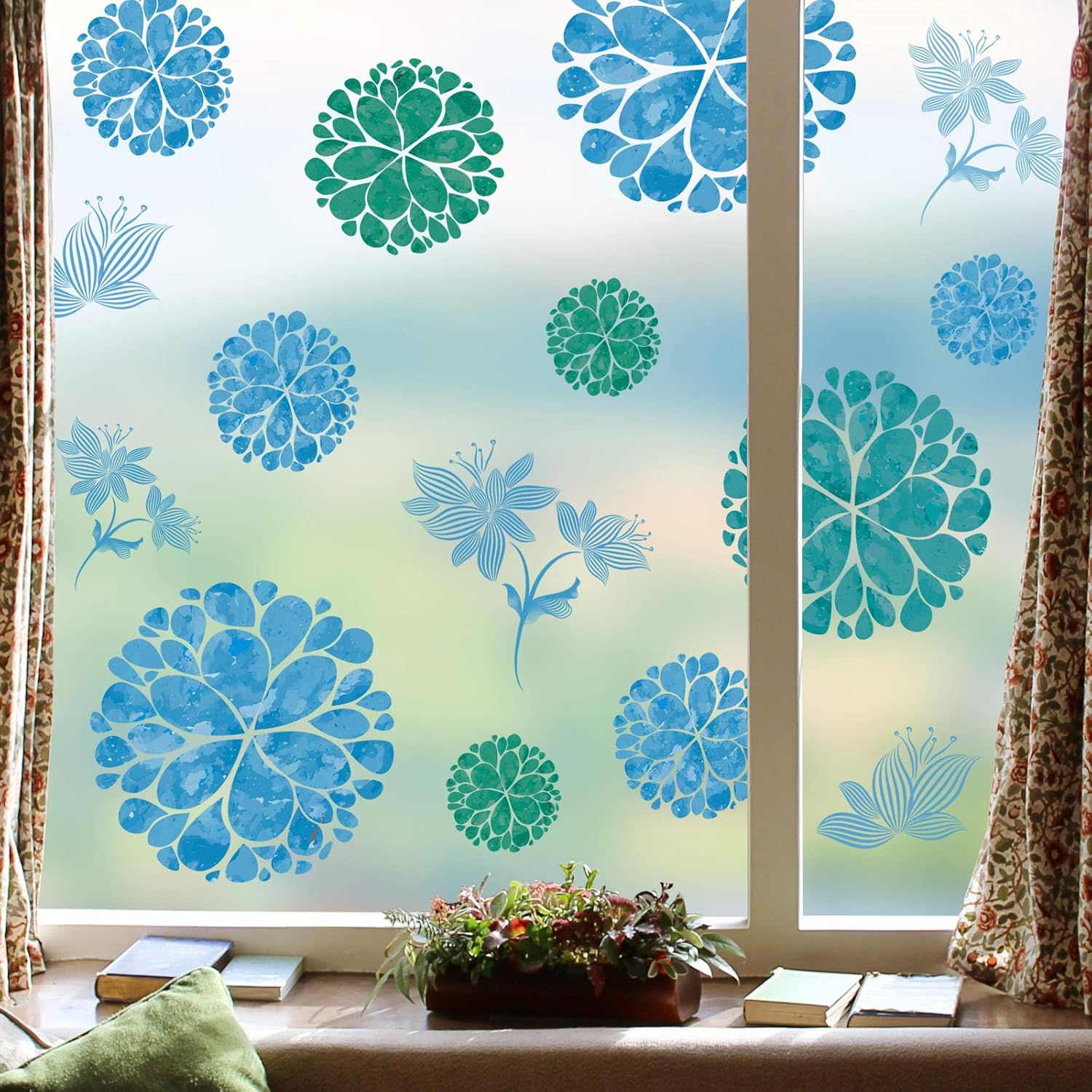 3D DIY Blue Flowers Wall Decals Stickers for Kids Room