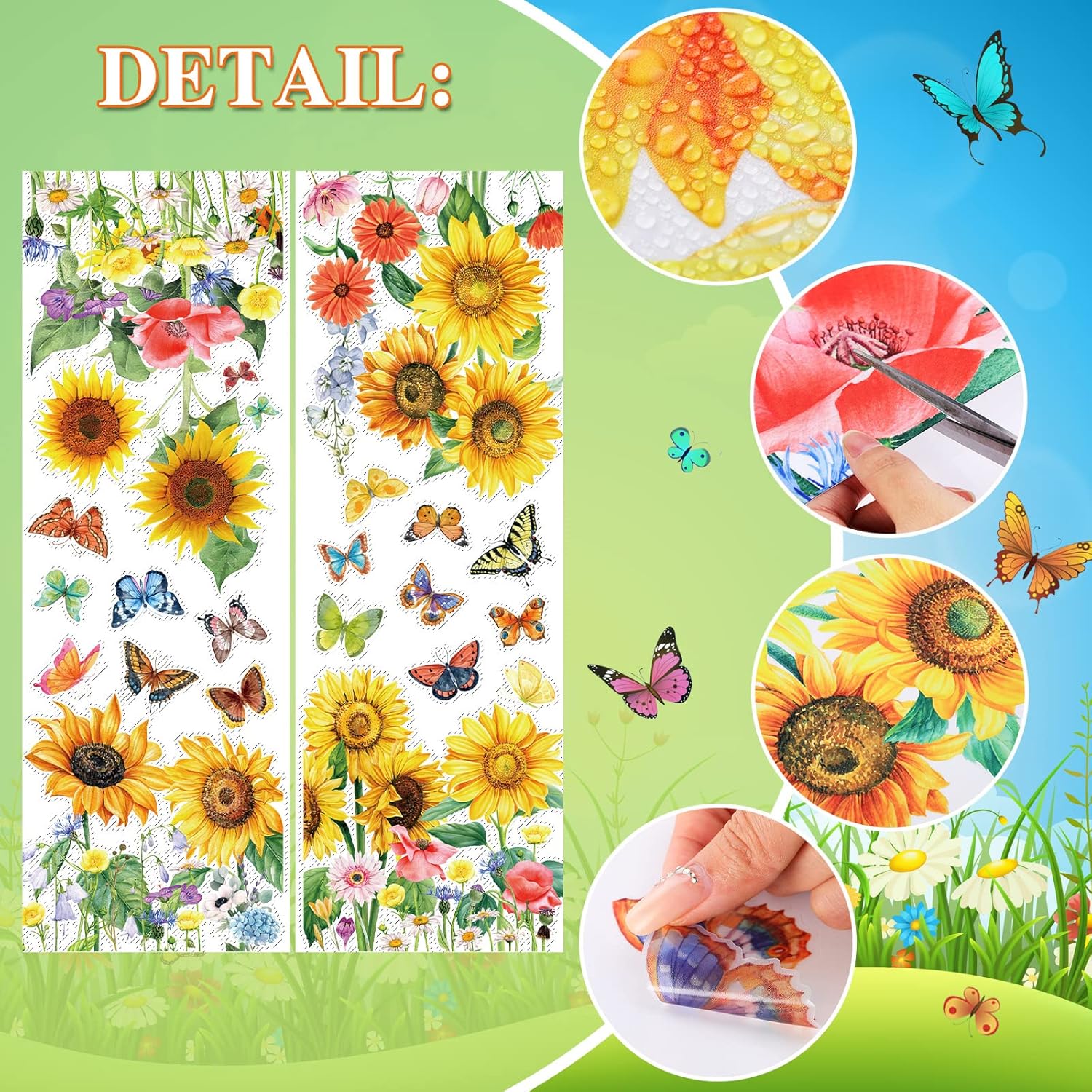 2 Sheets Flowers Wall Decals for Girls Bedroom Decor