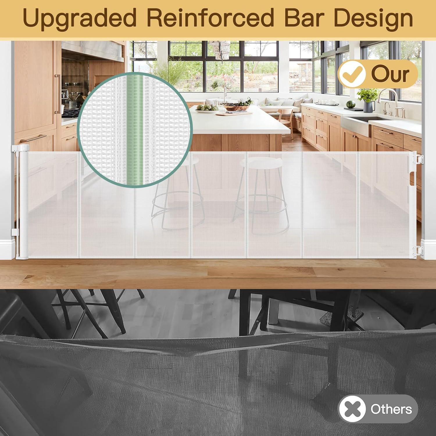 Reinforced Retractable Baby Gate 120 Inch Extra Wide