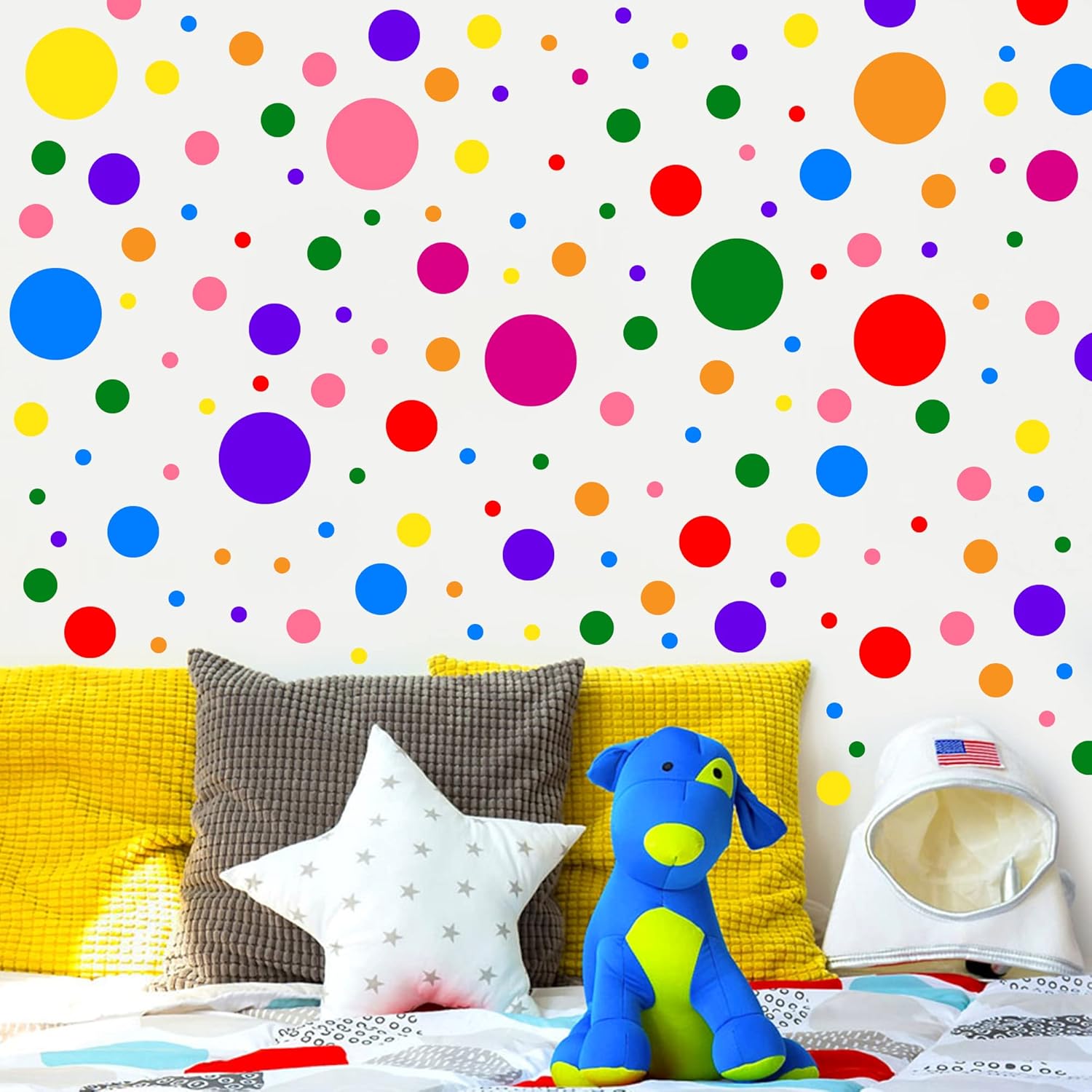Colorful Polka Dot Wall Decals for Kids Room Decor