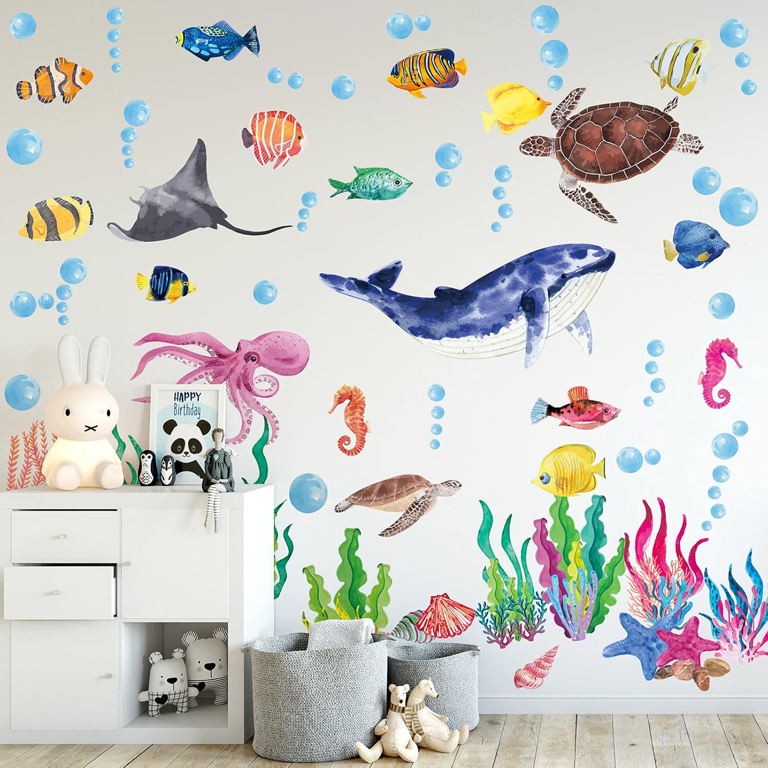 114 Piece Ocean Fish Wall Decals - Under The Sea Decor