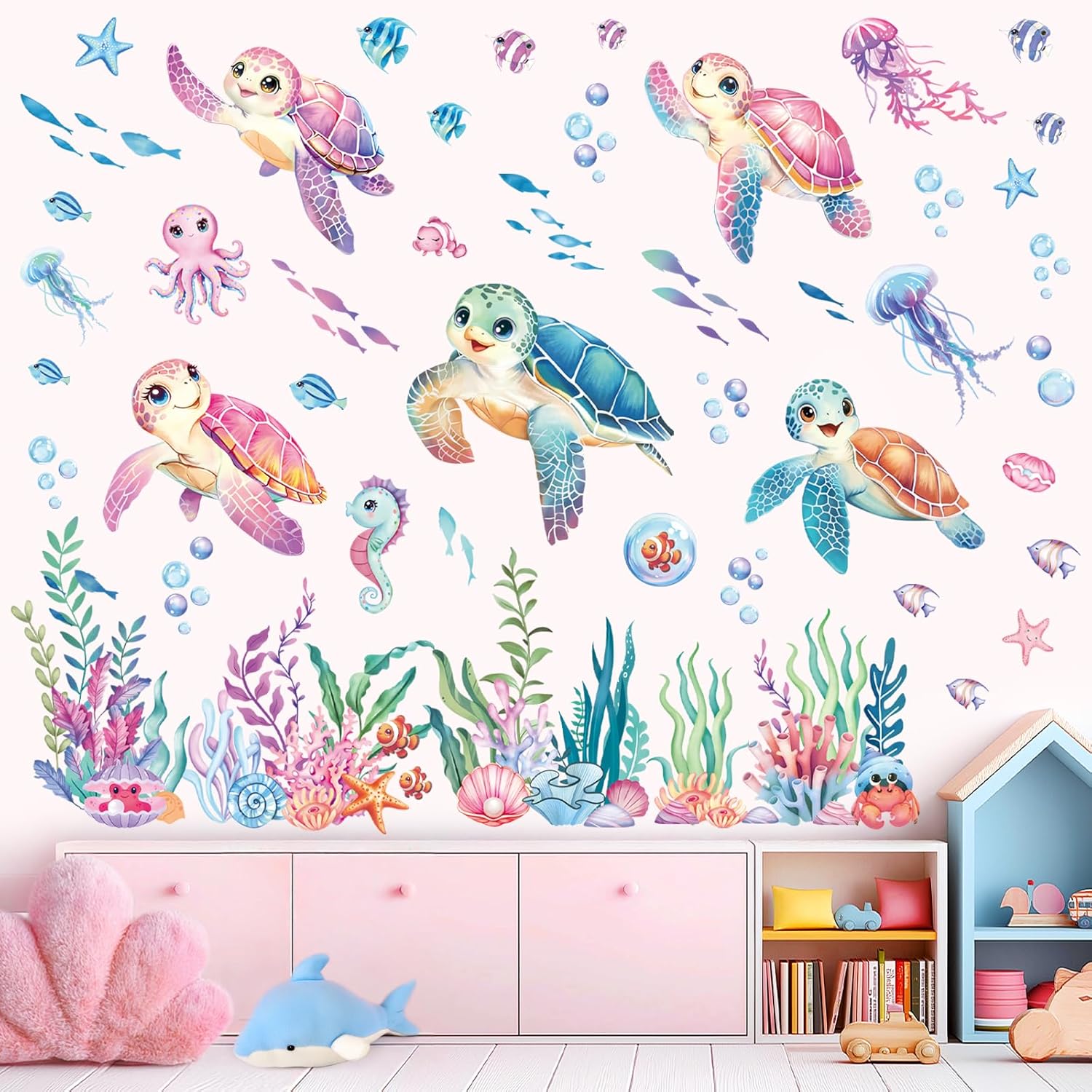 Decalmile Sea Turtles Ocean Wall Decals Stickers