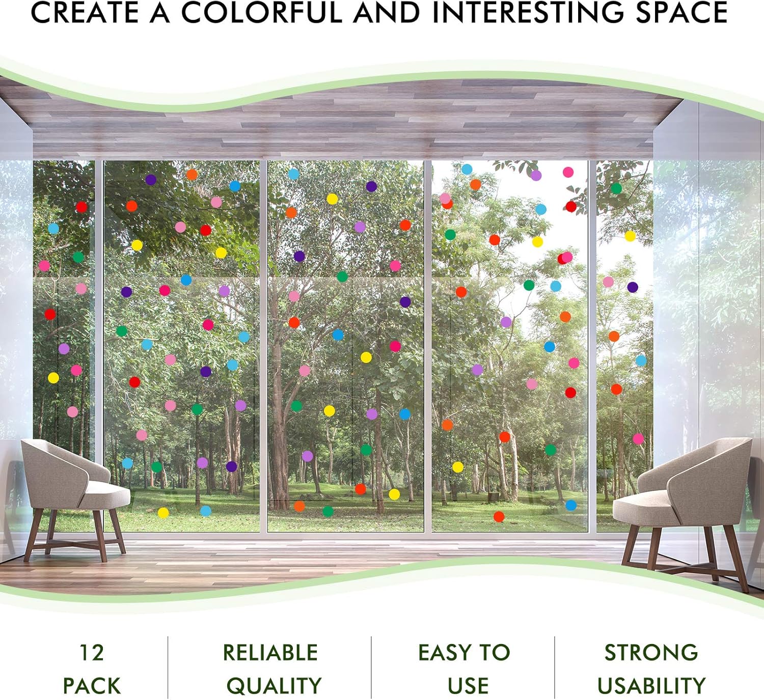 Zonon 240 Piece Rainbow Polka Dot Wall Decals