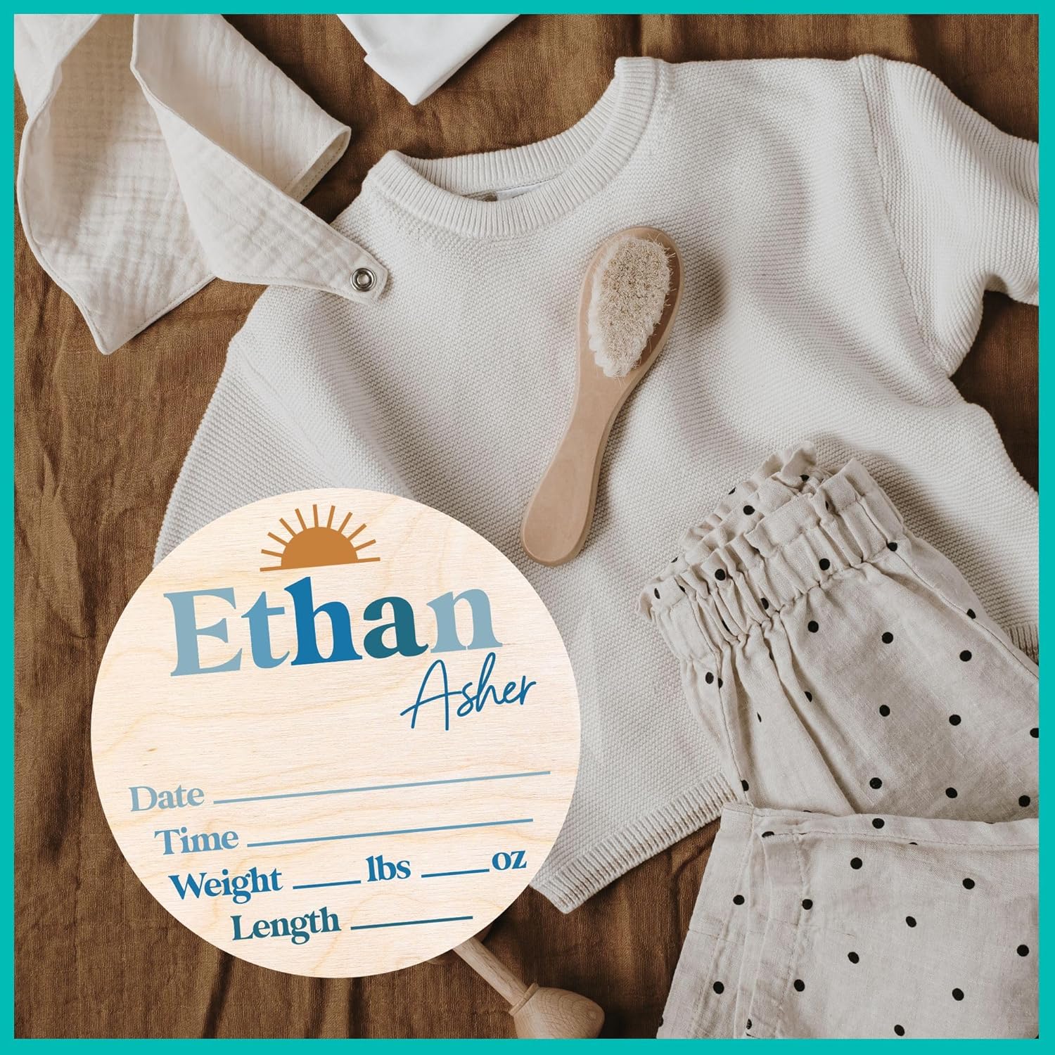 Welcome Newborn Baby Sign - Blue Nursery Decor