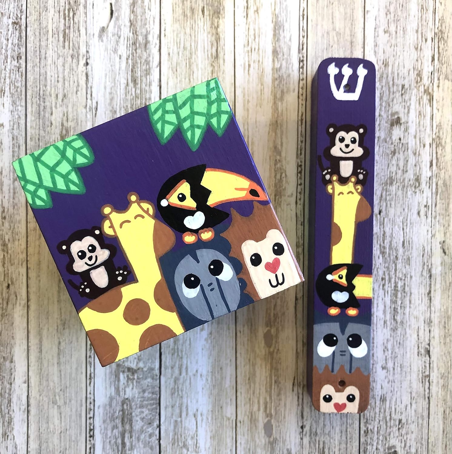 Jewish Baby Gift Set with Hamsa Mezuzah Tzedakah Box