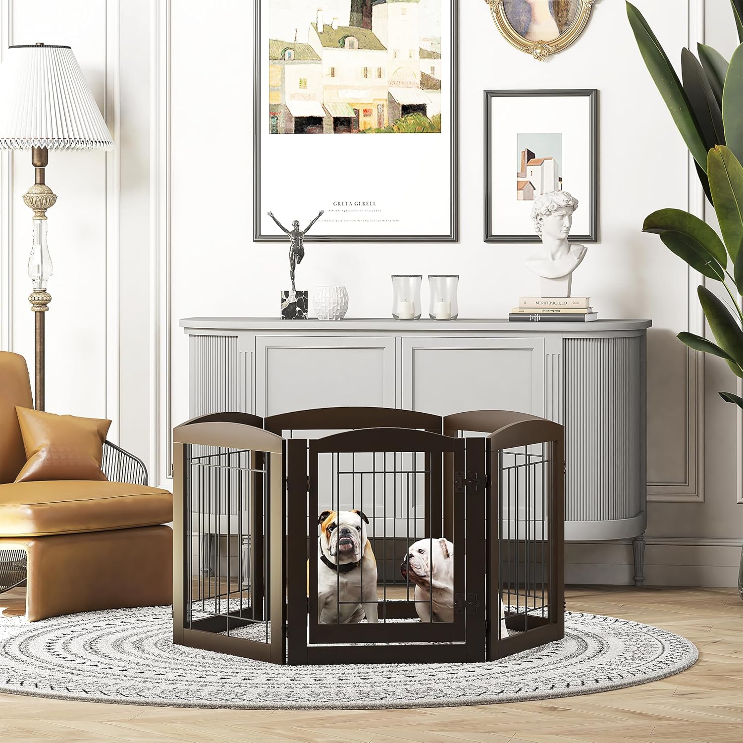PAWLAND Indoor Dog Gate with Walk Through Door