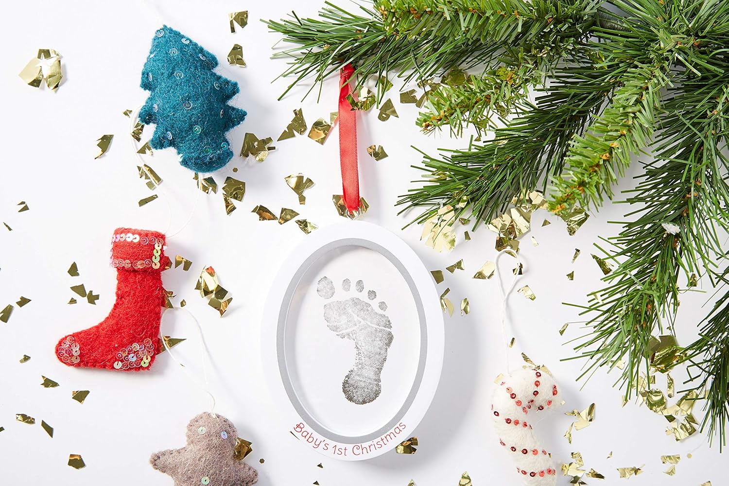 Pearhead Babyprints Double-Sided Christmas Ornament with Handprint and Footprint Kit