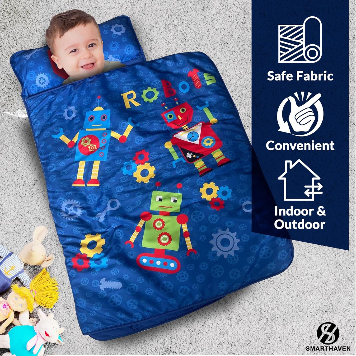 Toddler Nap Mat Set with Removable Pillow - 50x20 Inches Ultra Soft Slumber Mat for Preschool and Daycare