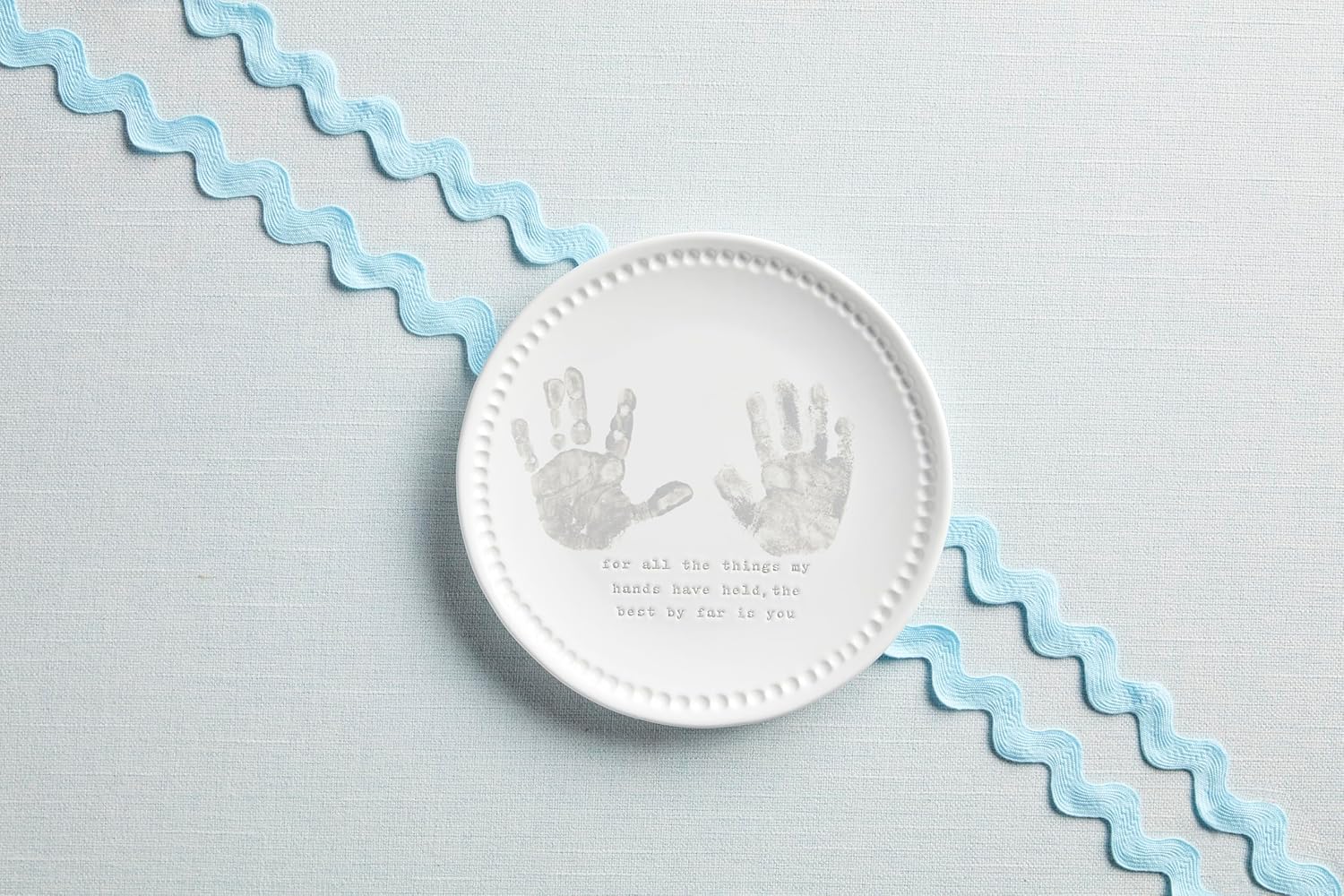 Mud Pie 10 Inch Handprint Keepsake Platter White