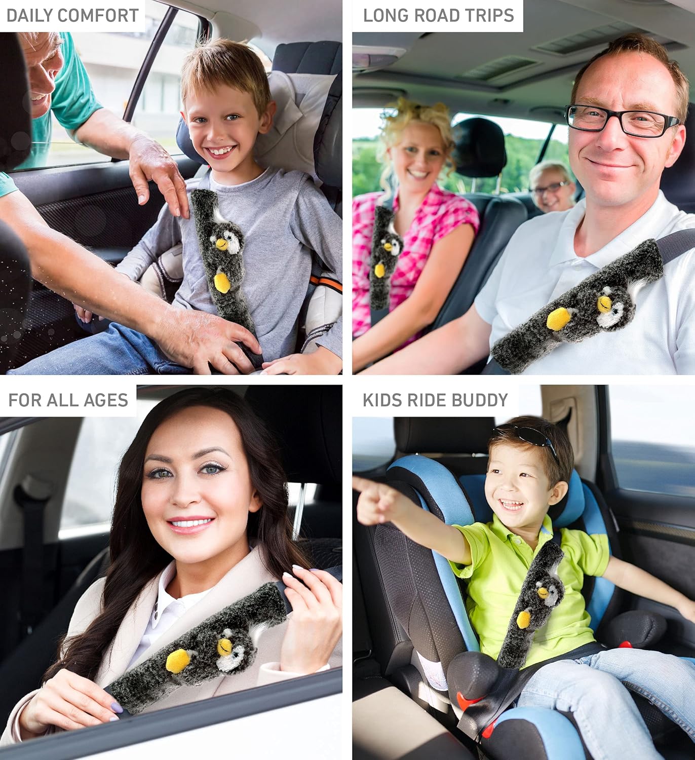 DolliBu Black Penguin Plush Car Seatbelt Cover