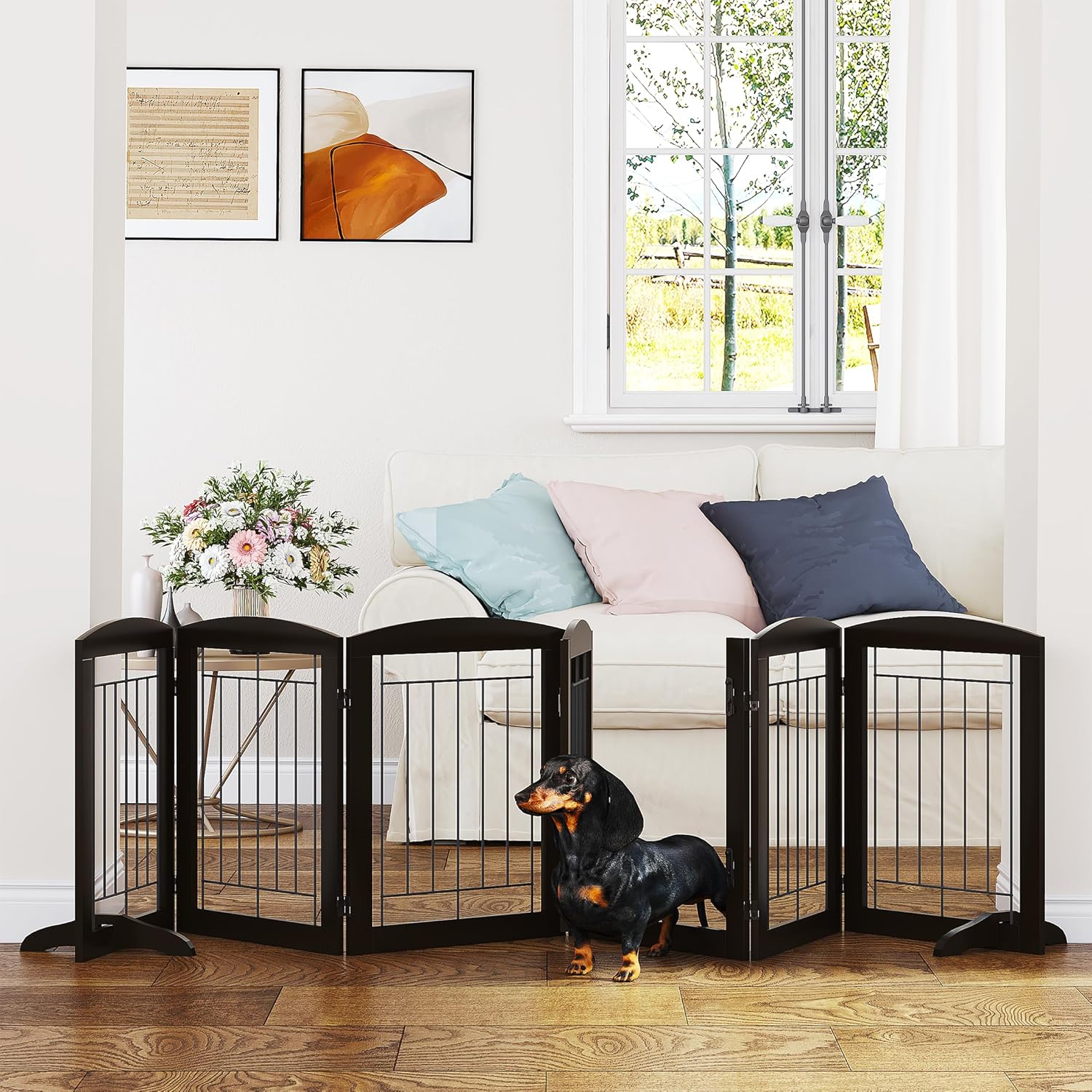 PAWLAND Indoor Dog Gate with Walk Through Door