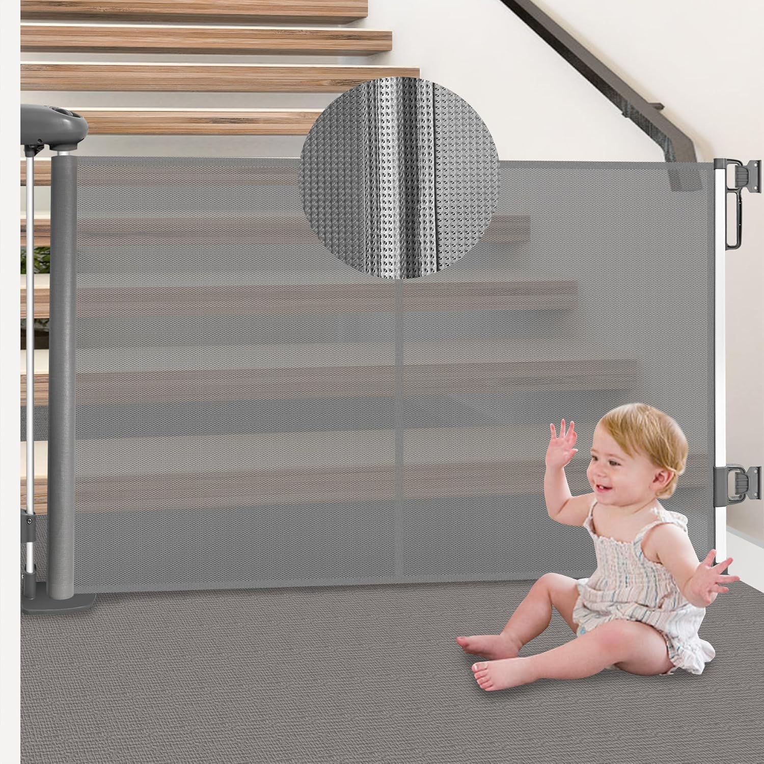 Kerty Retractable Baby Gate 71 Inch Wide 34 Inch Tall