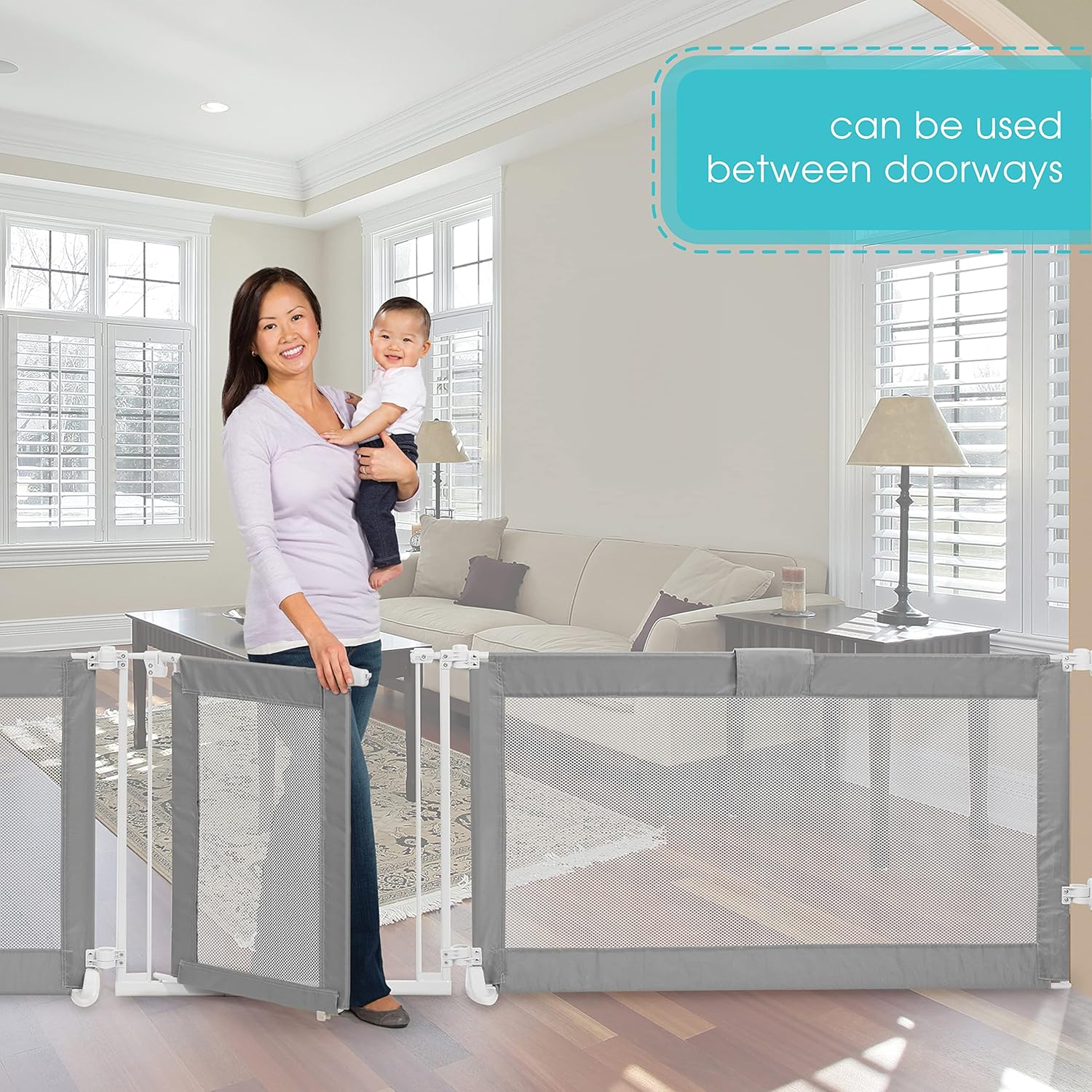 Summer Infant Custom Fit Walk-Thru Pet and Baby Gate - Grey