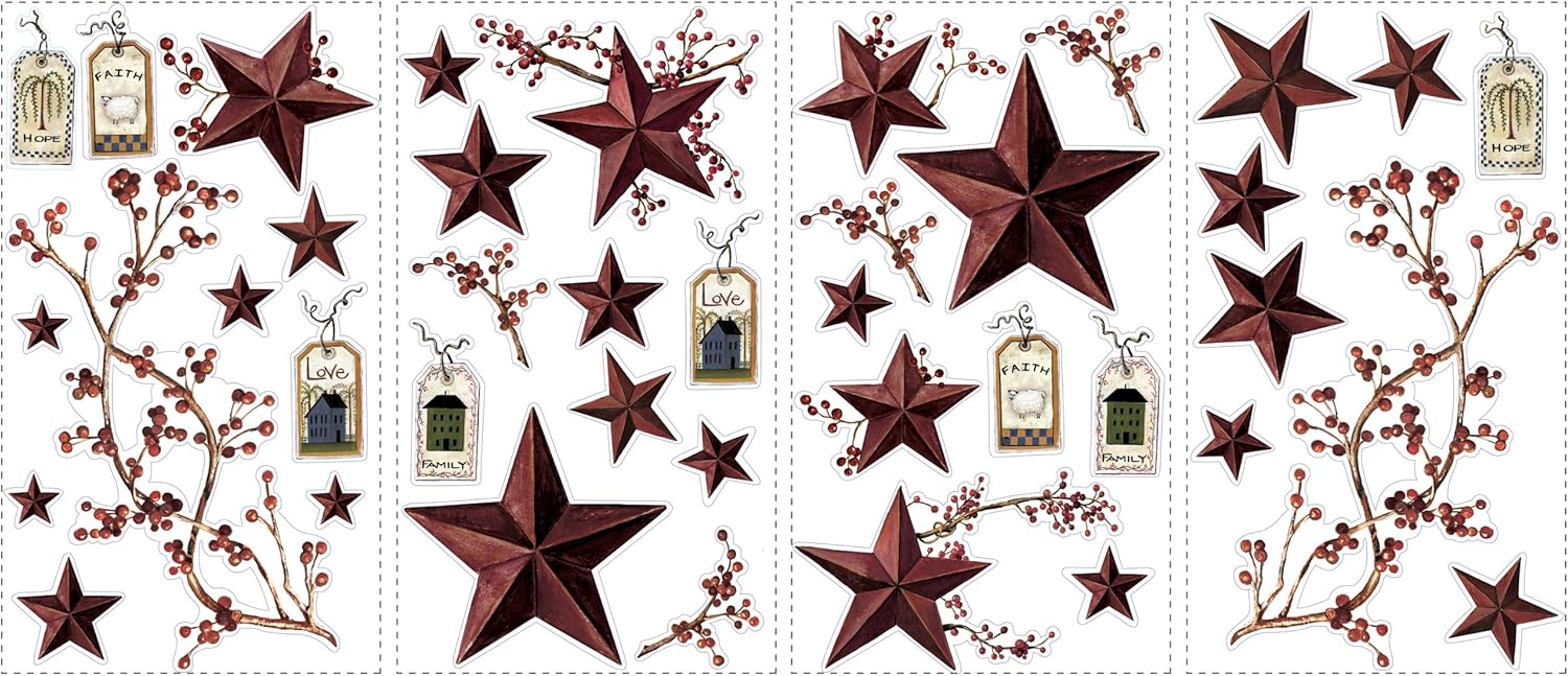 RoomMates RMK1276SCS Country Stars and Berries Wall Decals