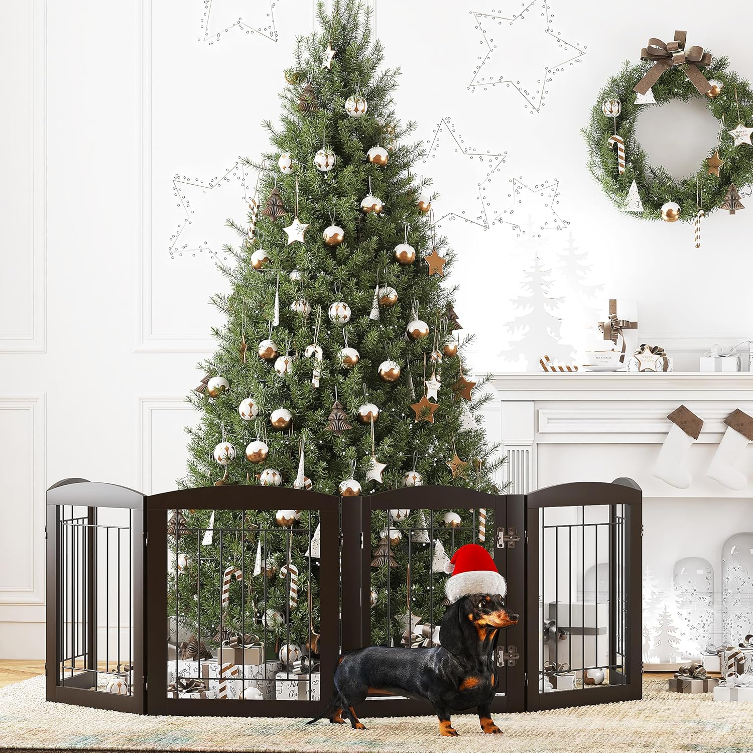 PAWLAND Indoor Dog Gate with Walk Through Door
